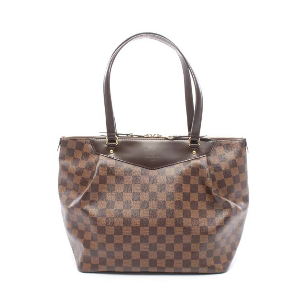 Louis Vuitton Westminster Damier Ebene Brown Tote Bag Canvas Leather Brown